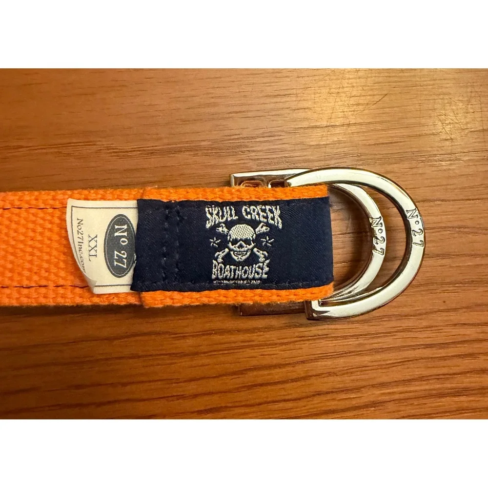 Skull Creek Boathouse Marker 13 Buoy Bar Ribbon Belt Fish Hook Buckle Preppy